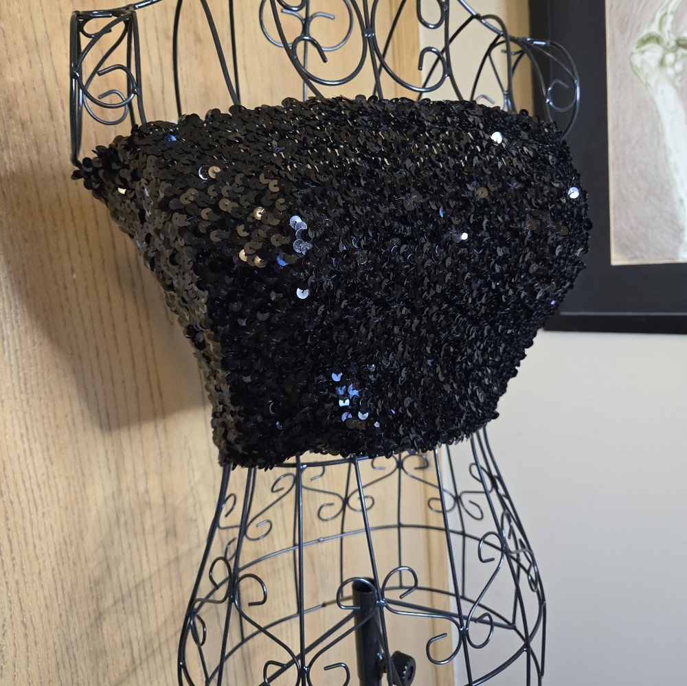 Pink Black Sequin Bandeau - Picture 2 of 6